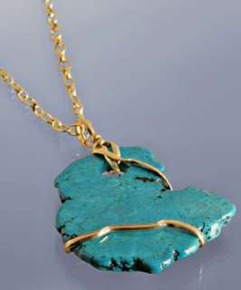 Viktoria Hayman turquoise howlite slab pendant long necklace   