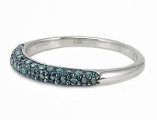 WOW 100% 10K White Gold Blue Diamond Ring Band .25ct  