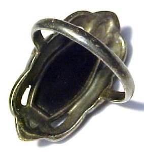Vintage Black Onyx / Sterling Silver Womens Ring w/ Marcasites by 