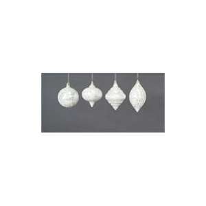  Pack of 16 Snow Drift White Crackled Glass Assorted 