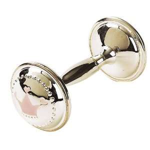  Elegant Baby Silver Plated Little Princess Dumbbell Rattle Baby