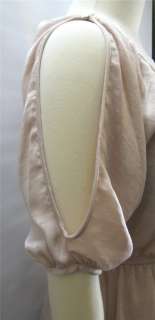 Open Split Sleeve Ruffle Keyhole Dress Satin Sz S M L  