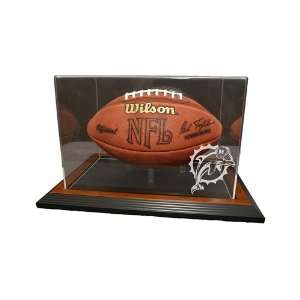 Miami Dolphins Football Display Case with Classic Wood Finish Framed 