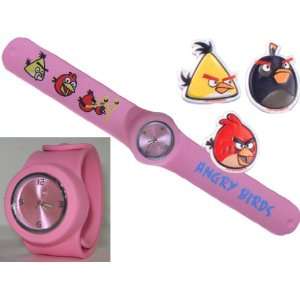  Casual Angry Birds Pink Silicone Band Watch Bonus 