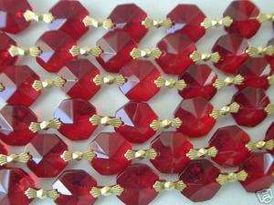 14MM RED COLOR CHANDELIER CRYSTAL GLASS PRISM XMAS DECOR BEAD CHAIN 6 