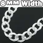 Mens 7 10 Inch Real .925 Sterling Silver 8 mm Cuban Link Chain Curb 