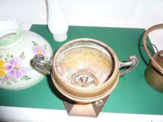 Solid Brass B&H oil lamp with green hand painted shade  