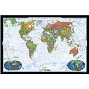   World Political Map (Bright colored), Enlarged and Mounted   White