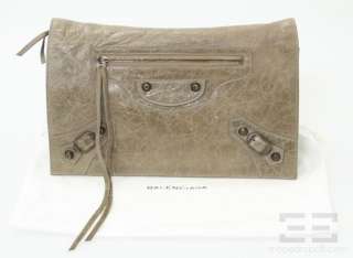 Balenciaga Taupe Leather Pochette RH Clutch Bag  