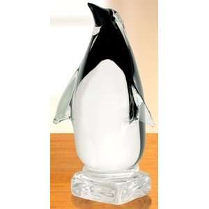  6.5 High Black and White Glass Penguin Figurine
