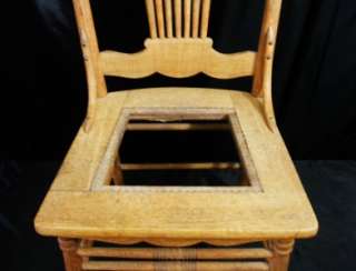 Pair (2) Sturdy Oak Pressed Back Kitchen Dining Chairs  