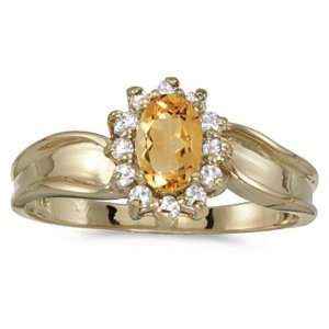   Yellow gold November Birthstone Oval Citrine And Diamond Ring Jewelry