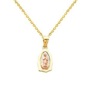  Mary Guadlupe Charm Pendant with Yellow Gold 1.2mm Side Diamond cut 