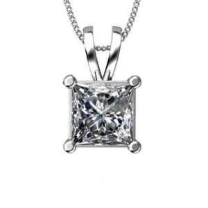  0.40 Ct Princess Cut Diamond Solitaire Pendant, F, VVS1 