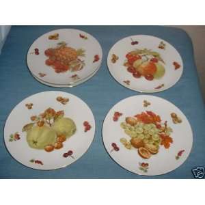  5 Western Germany Bavaria Plates with Fruit Designs 