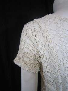 Vtg 80s 30s 20s White Crochet Open Knit Lace Sheer Wedding Garden 
