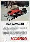1978 Scorpion Whip TK Snowmobile Original Color Ad