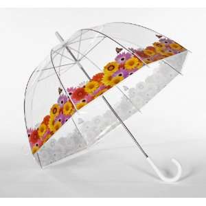  Clear Dome Bubble Umbrella With Spring Flowers & Butterfly 