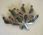 Vintage TAXCO MEXICO Sterling Silver & TURQUOISE Chip Inlay PIN Brooch 