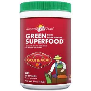 Amazing Grass Berry Flavor Drink Powder 60 Servings, Green SuperFood 