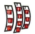 Trio of Wall Candle Holder Sconce Set with Red Cups Tea Light Holders 