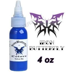  Iron Butterfly Tattoo Ink 4 OZ MEDIUM BLUE New Dark 
