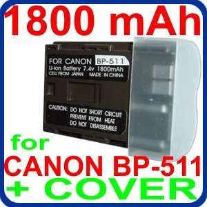 1800 mah Eurus Li Ion BP 511 BP 511A BATTERY +COVER for Canon EOS D30 