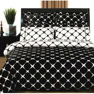 8PC  King Size Black and White Bloomingdale Duvet Cover and Sheet Set 