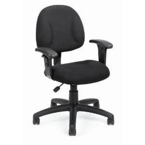  BOSS BLACK DELUXE POSTURE CHAIR W/ ADJUSTABLE ARMS 
