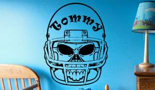 Custom Name Text Football Skull #6 Vinyl Wall Art Sticker Decal  