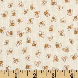  44 Wide Happy Camper Too Bees Cream Fabric By The Yard 