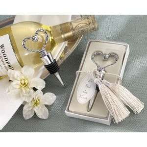 We Tied the Knot Elegant Chrome Braided Heart Bottle Stopper with 