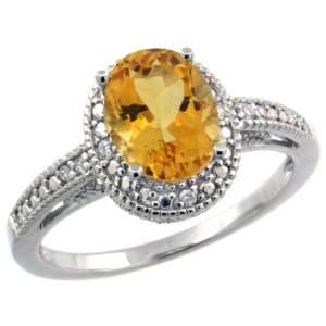  Sterling Silver Vintage Style Oval Citrine Stone Ring w/ 0 