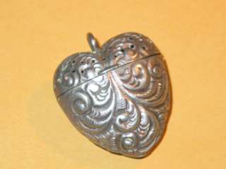 Superb Antique Art Nouveau Sterling Heart Vinaigrette  