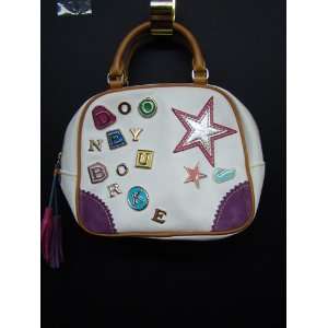  DOONEY & BOURKE WHITE LEATHER PURSE & DB LETTERING WITH 