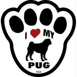  I Love My Pug Dog Pawprint Window Decal w/Suction Cup Pet 