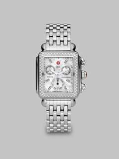 Michele Watches   Diamond Accented Stainless Steel Chronograph Watch
