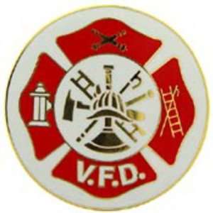  Volunteer Fire Department Shield Pin Red 1 1/2 Arts 