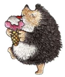 Hedgehog & Ice Cream Embroidered Iron On Patch 155247  