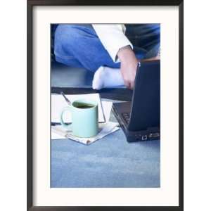  Mug of Coffee on Carpet Beside Laptop Computer People 