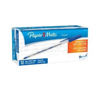  Paper Mate Eagle Medium Tip Stick Ballpoint Pens, 12 Black 