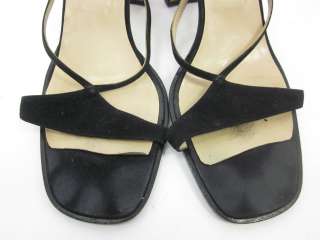 VERA WANG Black Leather Strappy Sandals Heels Size 7.5  