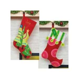   Polka Dot & Festive Tree Stockings Felt Kit Arts, Crafts & Sewing