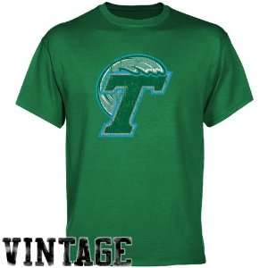 NCAA Tulane Green Wave Kelly Green Distressed Logo Vintage T shirt