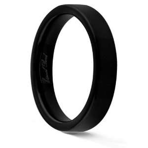  ENIGMA 4MM Black Tungsten Carbide Flat Wedding Band Ring 