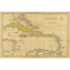    Tanner 1836 Antique Map of the West Indies