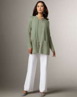 Eileen Fisher Long Jacket, Silk Blend Shell & Modern Wide Leg Pants 