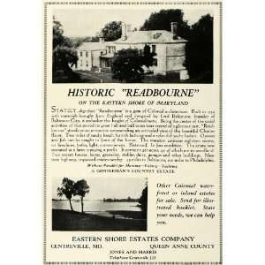  1929 Ad Eastern Shore Mansion Readbourne Maryland Colonial 