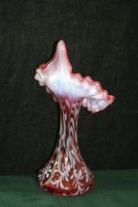 Item Beautiful 1990s Fenton Rose Opalescent Cranberry Glass 11.25 