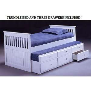  White Twin Wood Trundle Bed